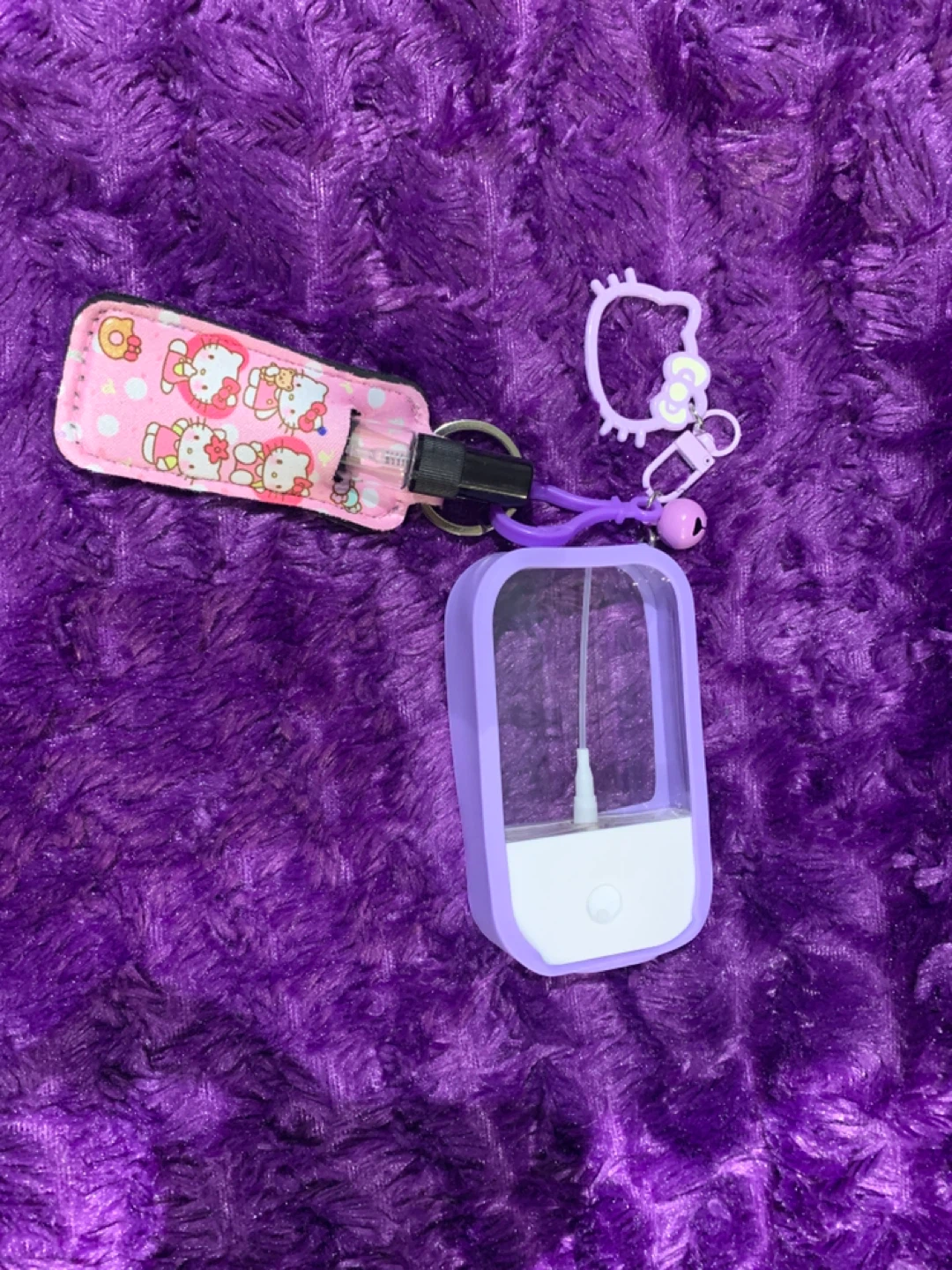 Hello Kitty Hand Sanitizer + 5ml glass bottle Keychain Holder