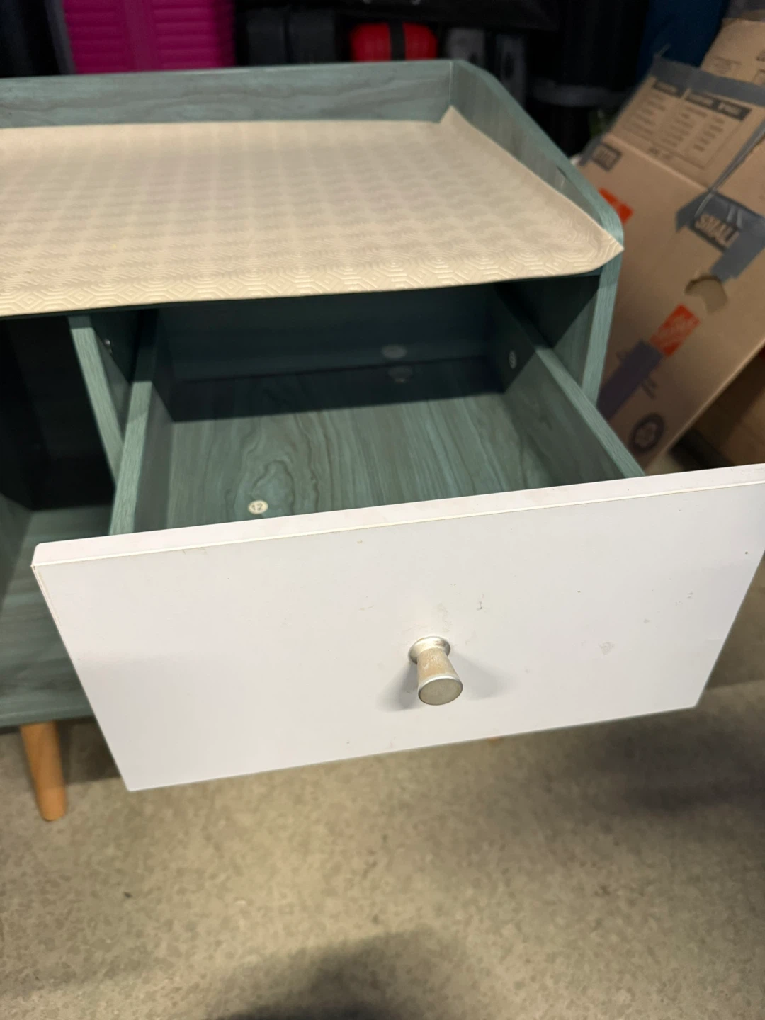 Teal and White Nightstand with Two Drawers - photo 2