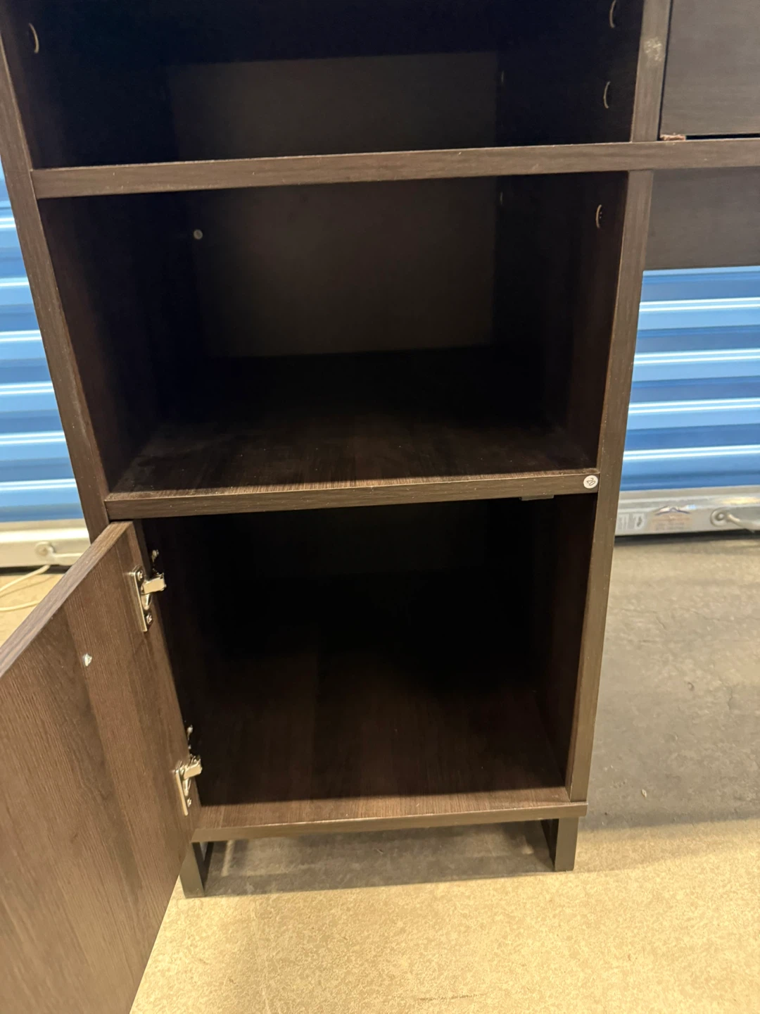 Dark Brown Desk with Drawer and Shelving - photo 2