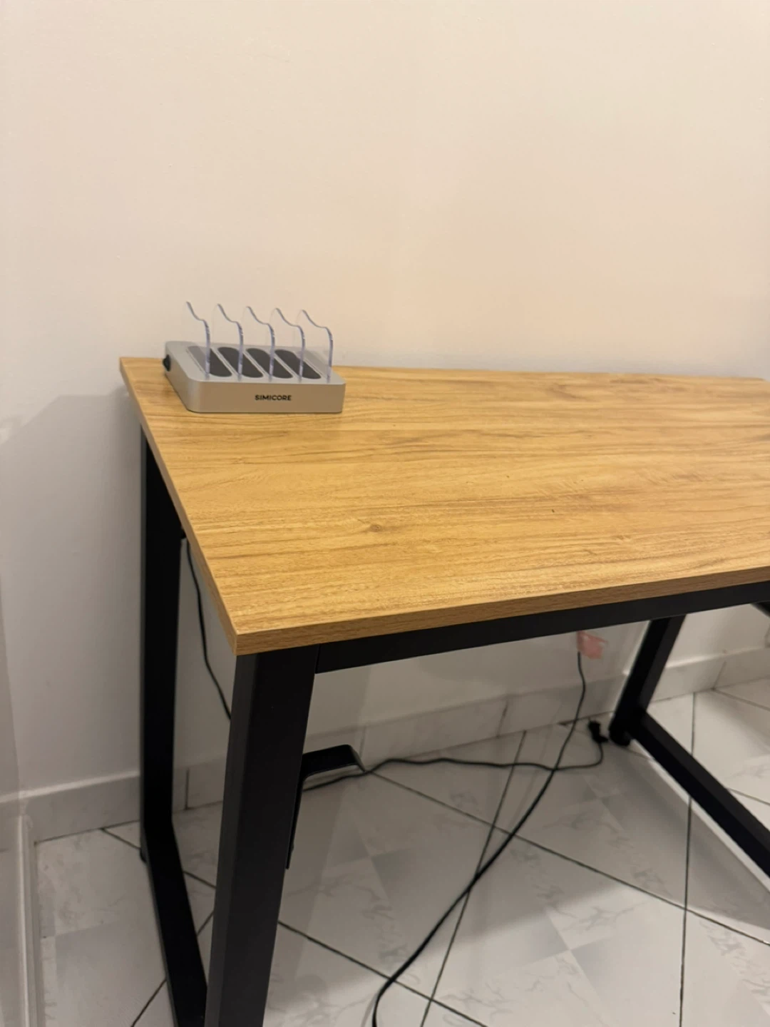 Simple Wood Grain Desk with Attached Fabric Organizer - photo 4
