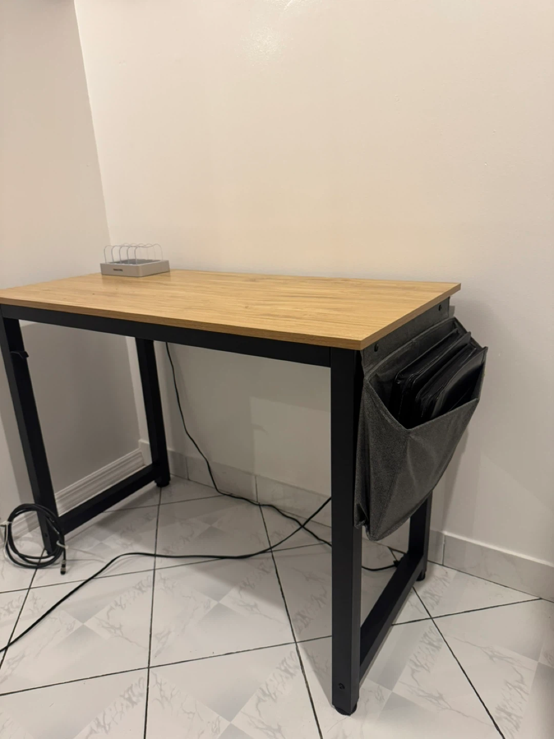 Simple Wood Grain Desk with Attached Fabric Organizer - photo 3