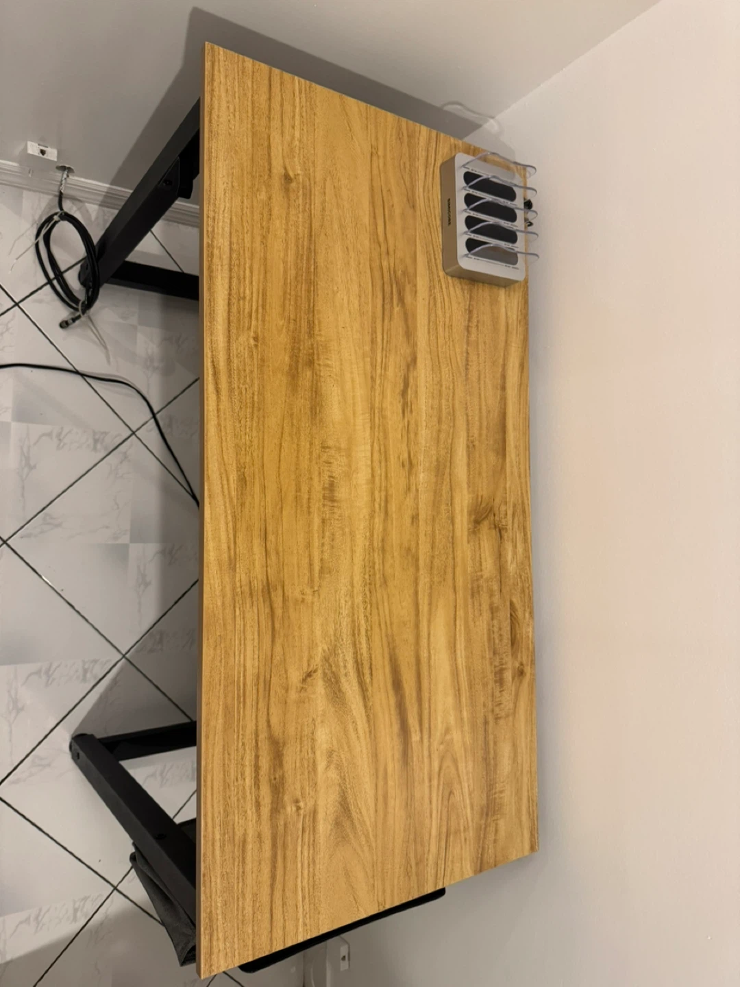 Simple Wood Grain Desk with Attached Fabric Organizer - photo 2