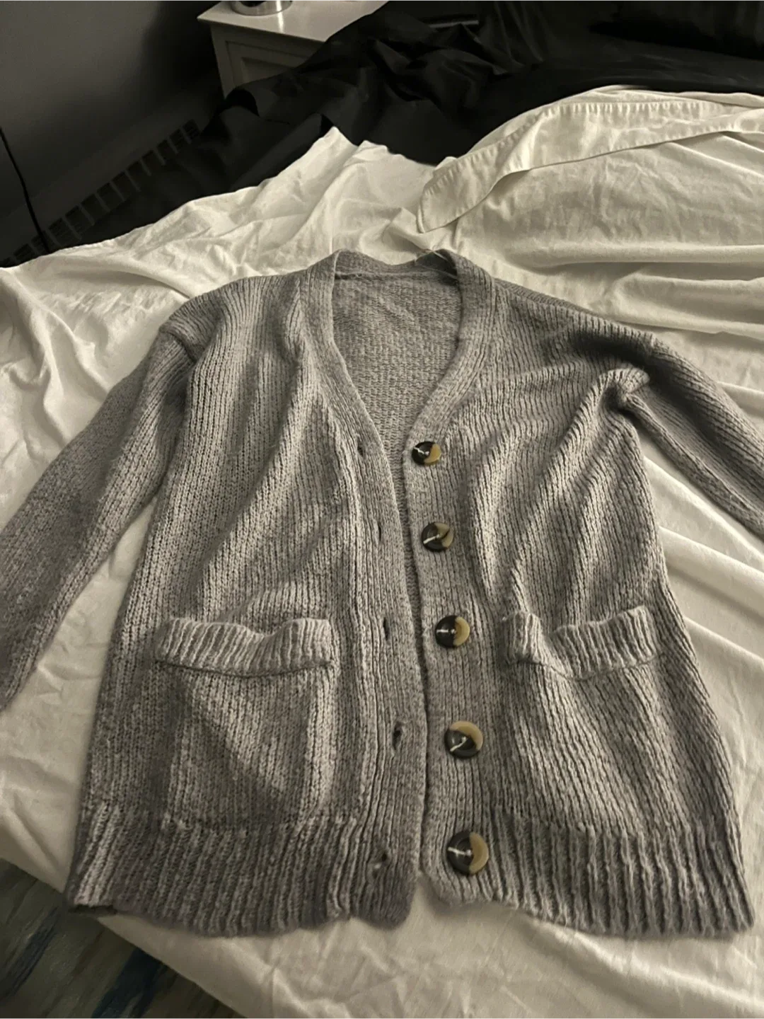 Grey Cardigan Sweater