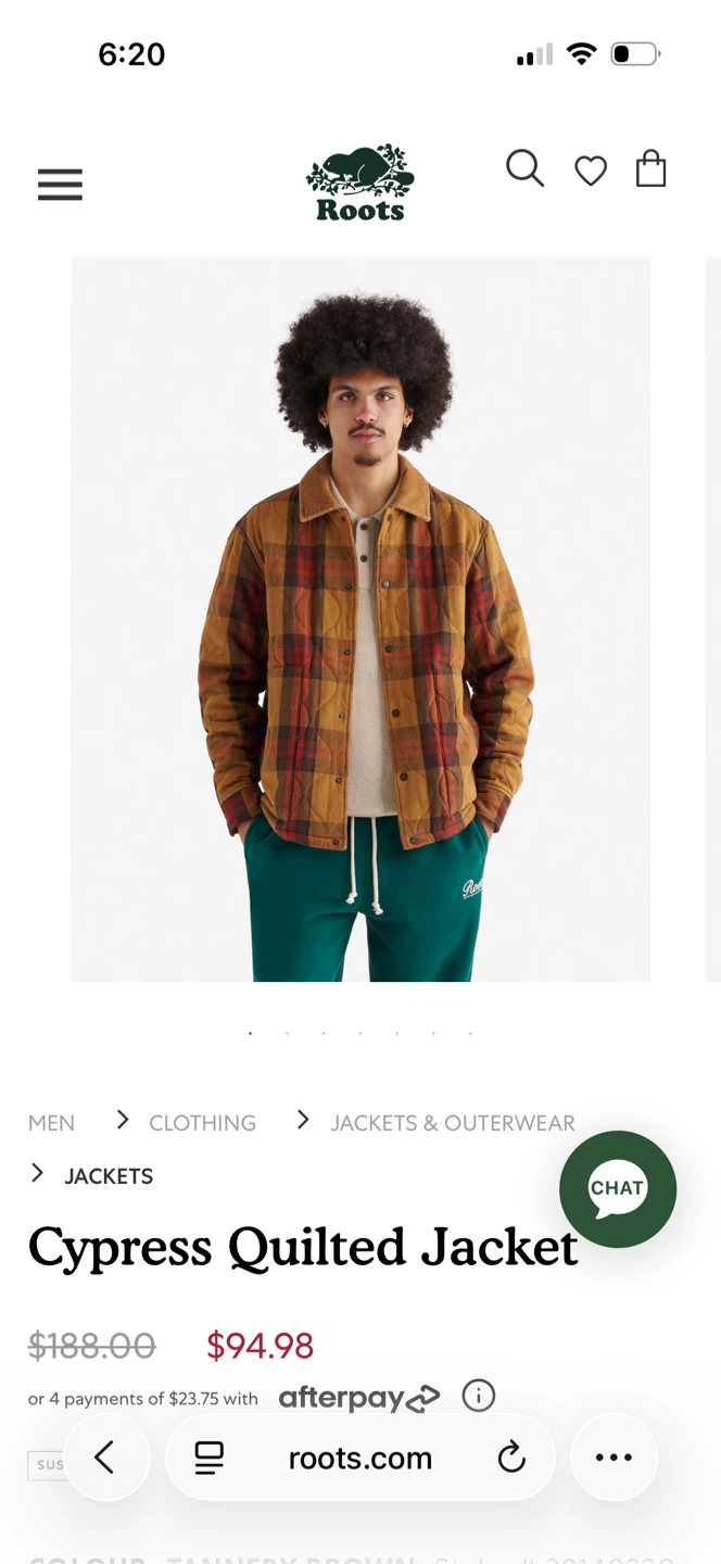 Roots Cypress Quilted Jacket - XS/TP - Tannery Brown