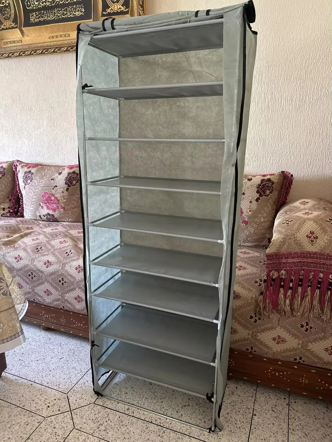 Grey 9-Tier Shoe Rack with Cover,BNIB, grey - photo 3