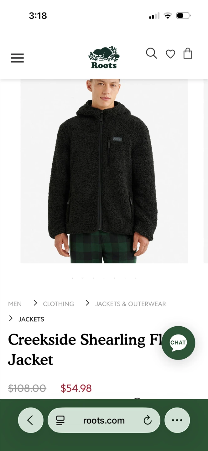 Roots Creekside Shearling Fleece Jacket - Black, Size S/P