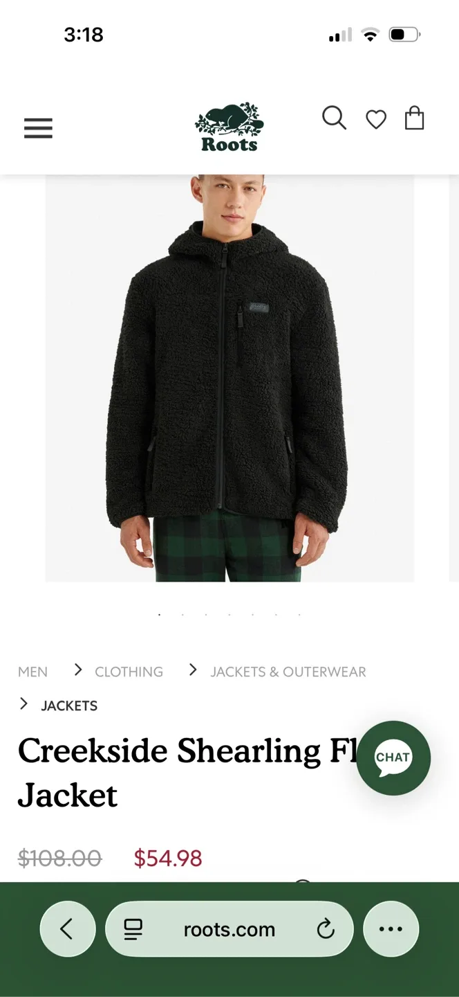 Roots Creekside Shearling Fleece Jacket - Black, Size S/P