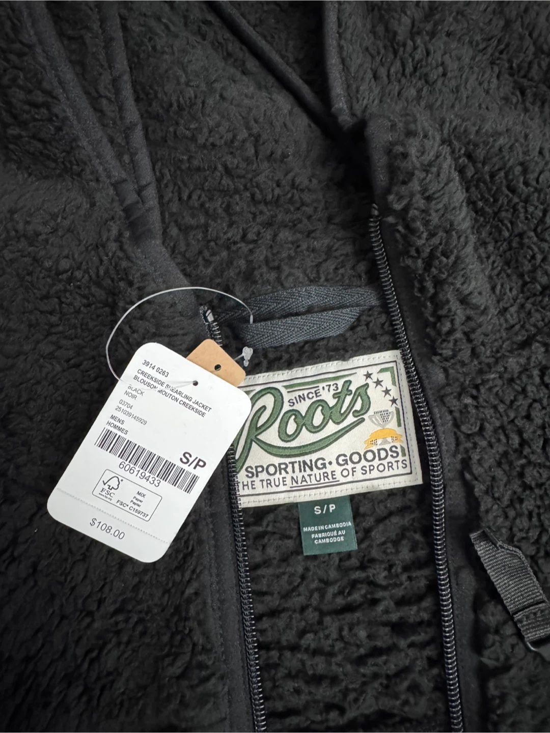 Roots Creekside Shearling Fleece Jacket - Black, Size S/P - photo 2
