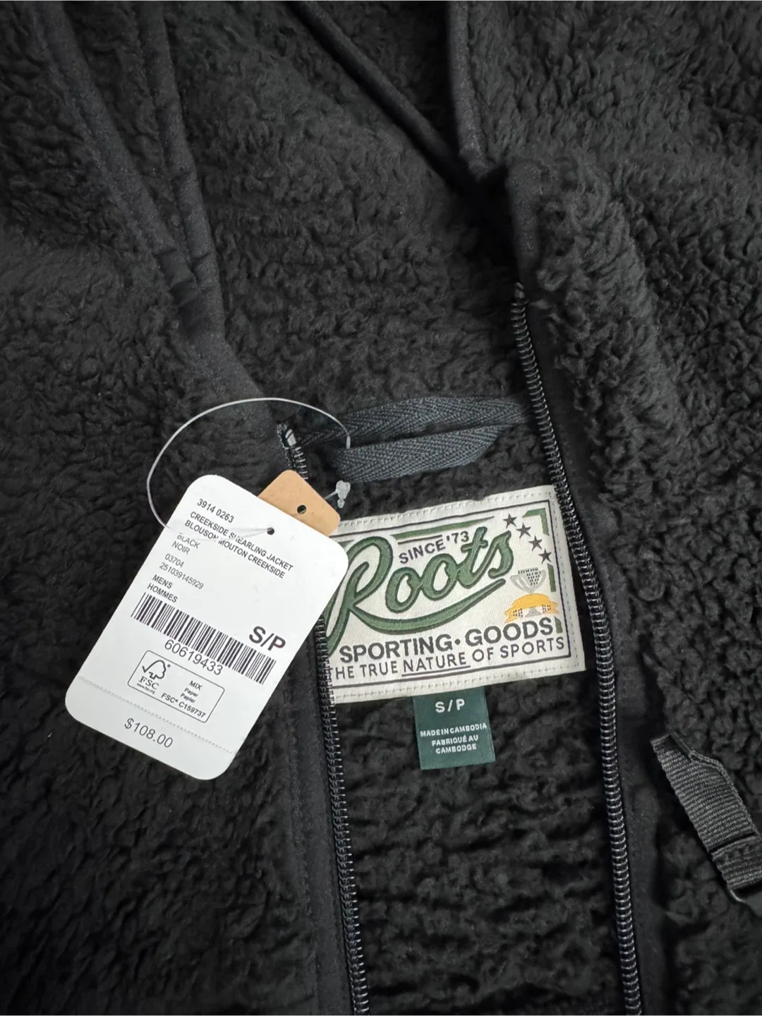 Roots Creekside Shearling Fleece Jacket - Black, Size S/P - photo 2