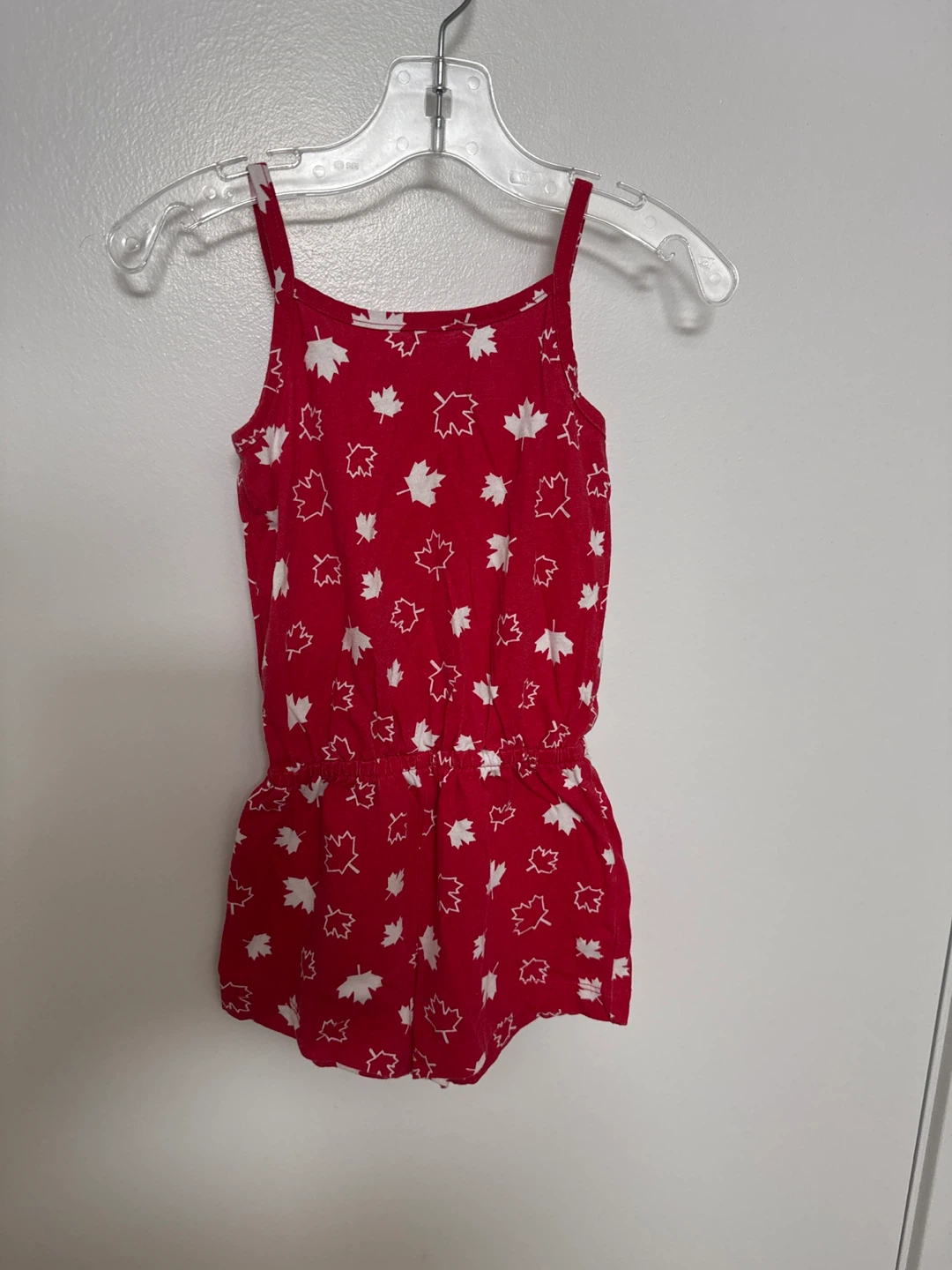 Toddler Girl's Red Maple Leaf Romper