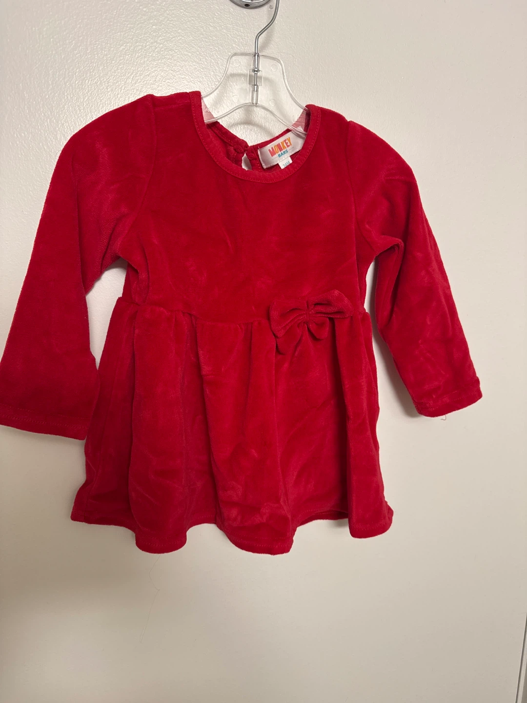 Red Velour Dress with Bow