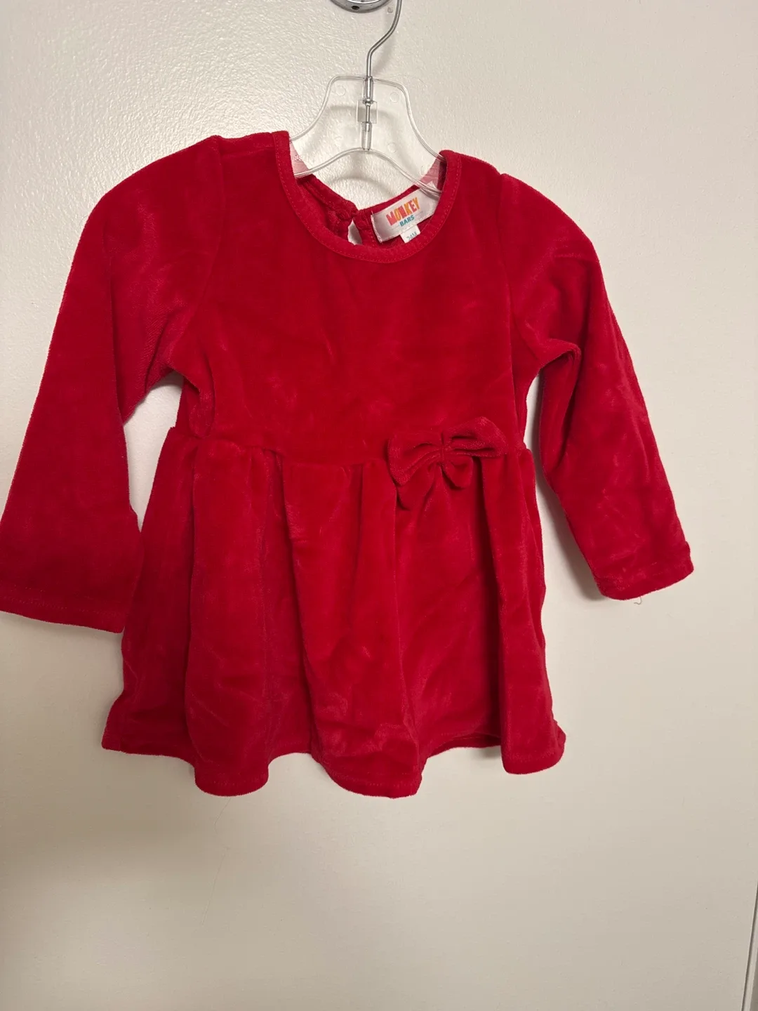Red Velour Dress with Bow