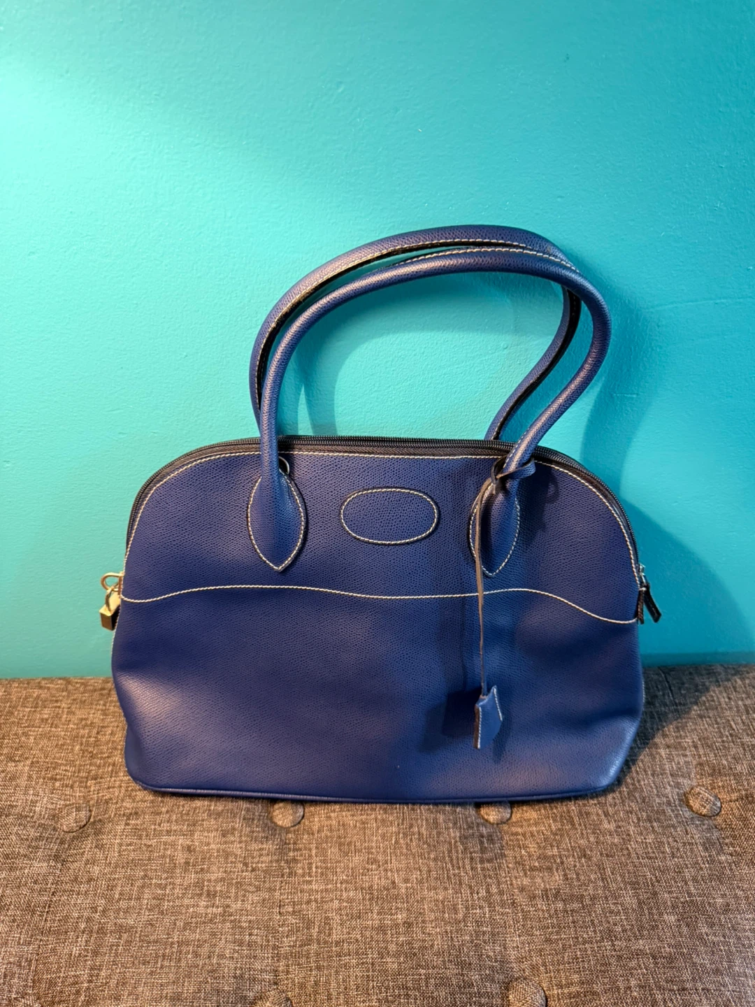 Dooney & Bourke Blue Leather Satchel Handbag