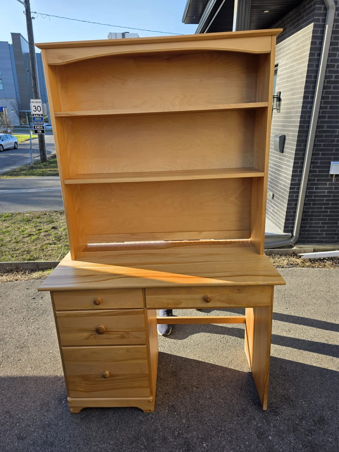 Solid wood Wooden Desk with Hutch and Chair