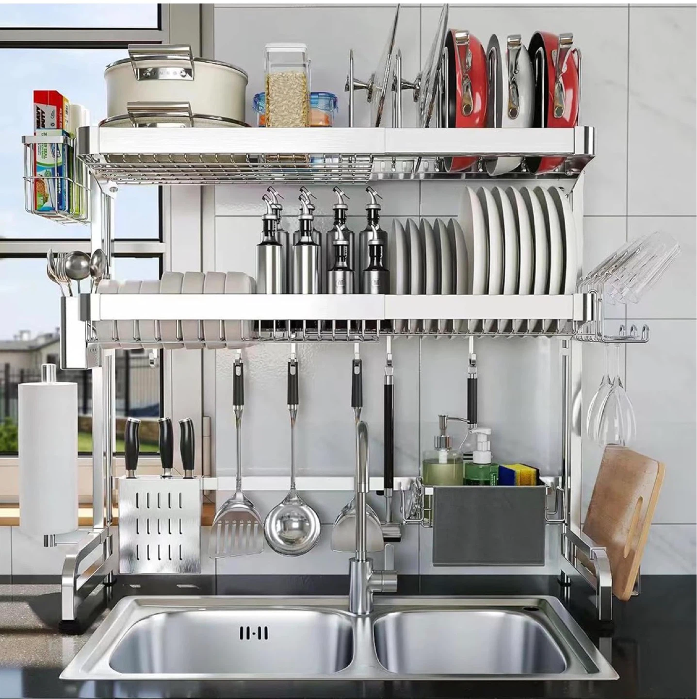3 Tier Over The Sink Dish Drying Rack
