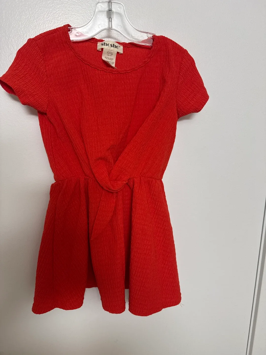 Shosho Red Textured Twist Dress