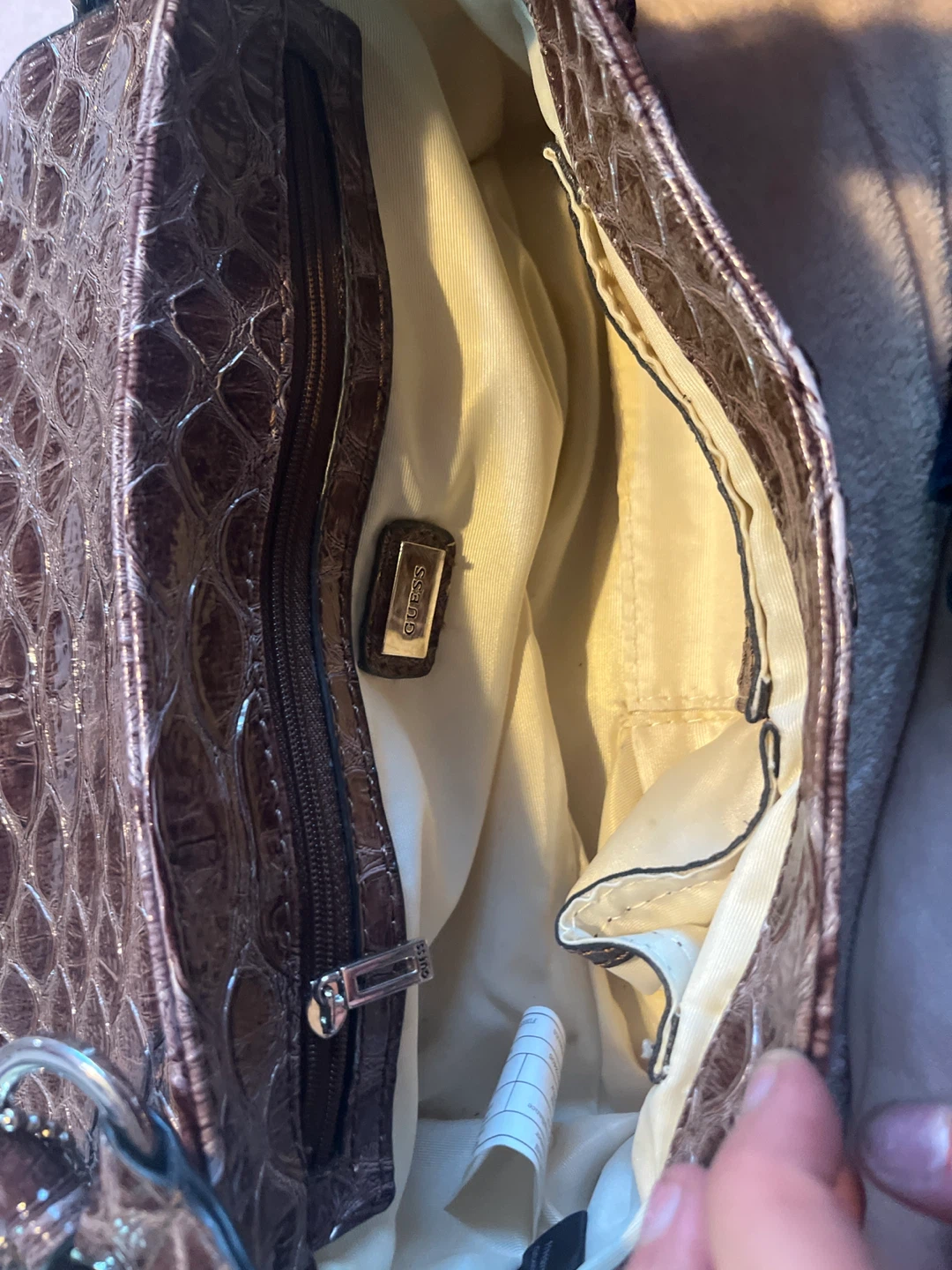 Guess purply brown Croc Embossed Shoulder Bag - photo 4