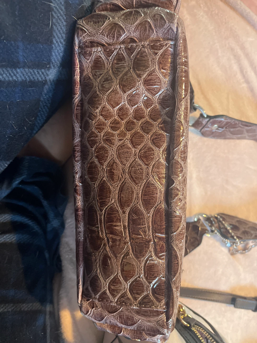 Guess purply brown Croc Embossed Shoulder Bag - photo 3
