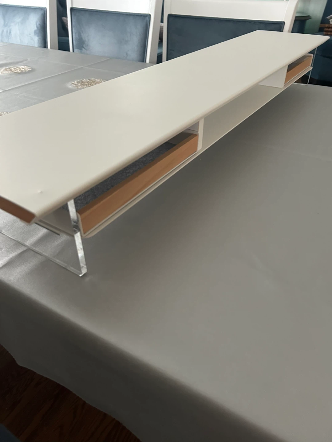 White Monitor Stand with 2 Drawers - photo 4