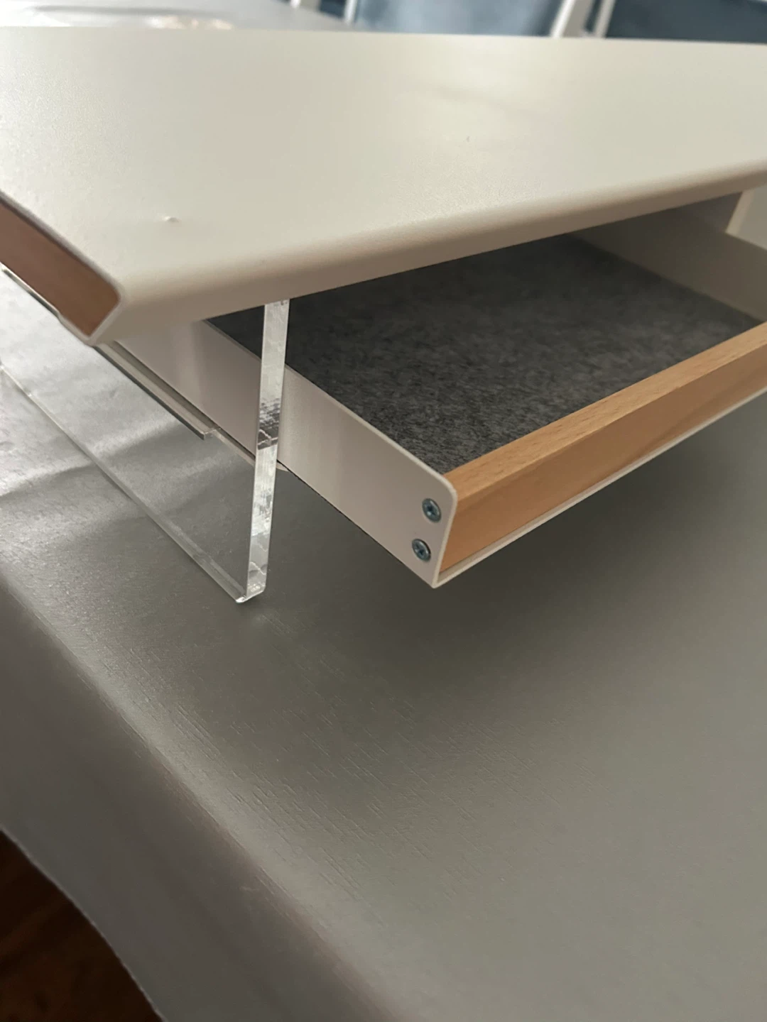 White Monitor Stand with 2 Drawers - photo 2