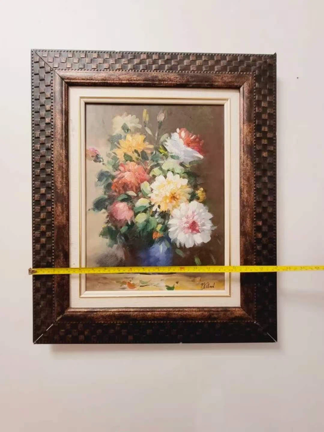 Framed Oil Painting of Flowers - photo 3