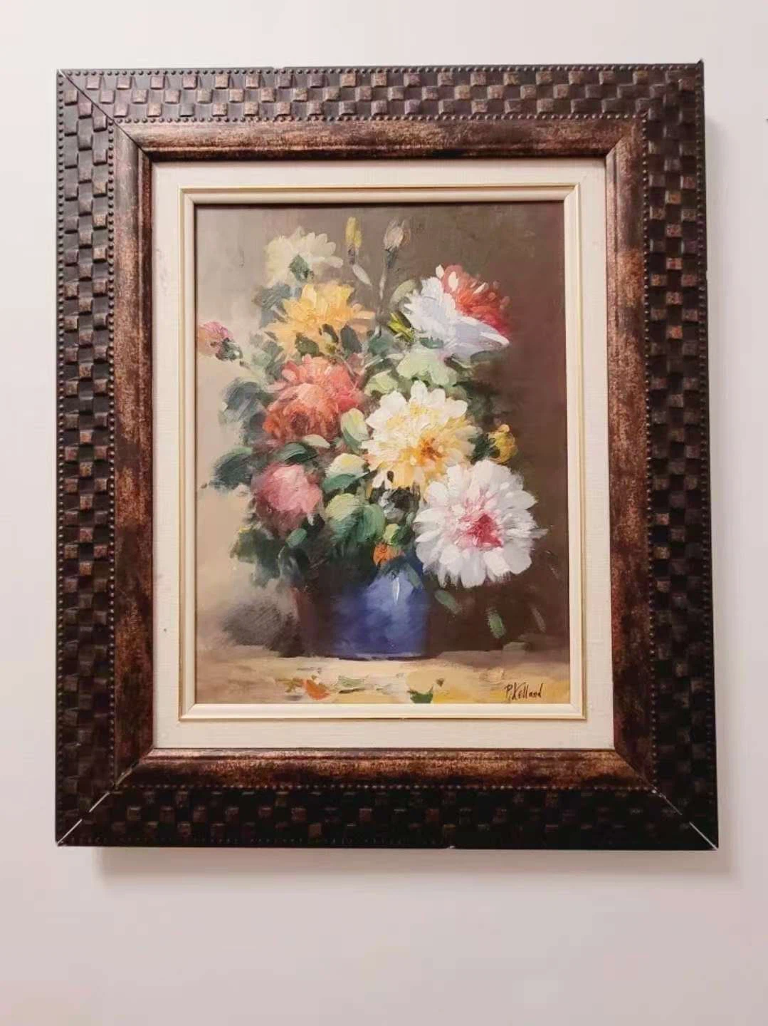 Framed Oil Painting of Flowers - photo 2