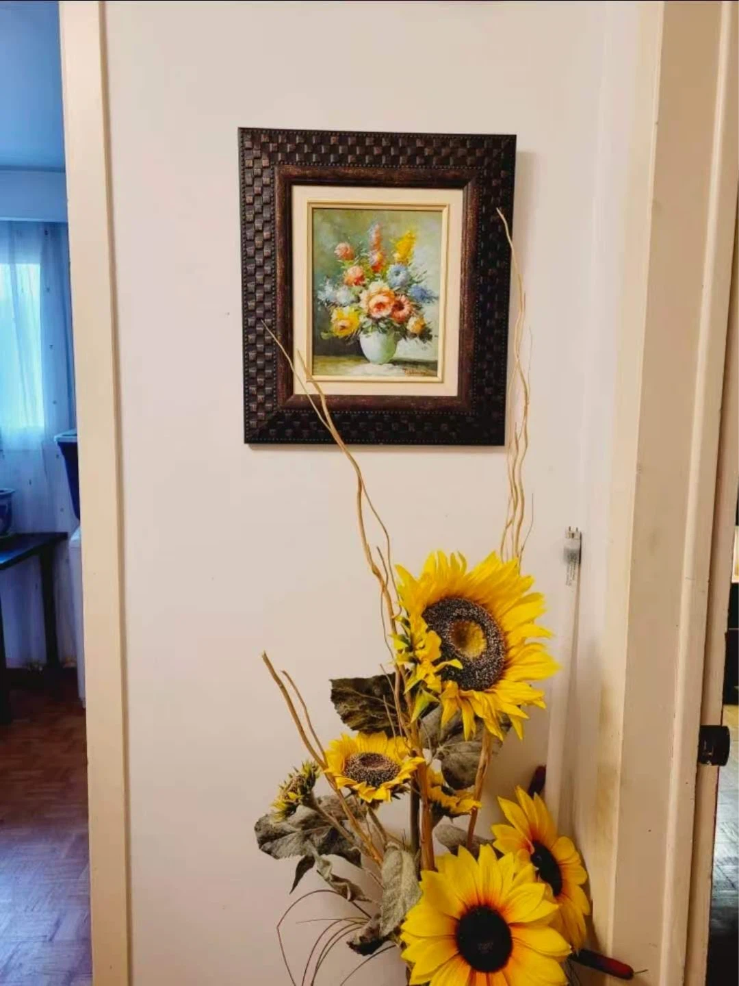 Framed Oil Painting of Flowers