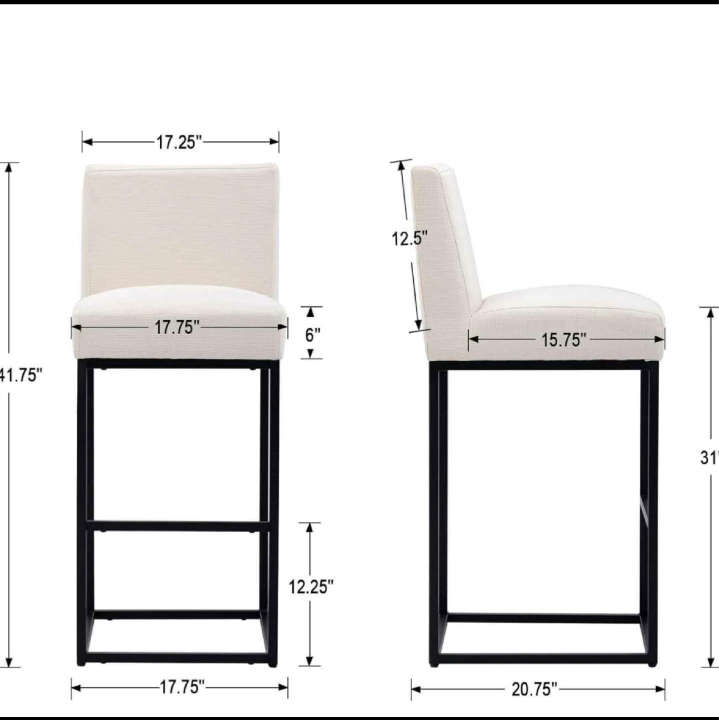 2x 31" Mid Century Bar Stools in Light Beige - photo 4