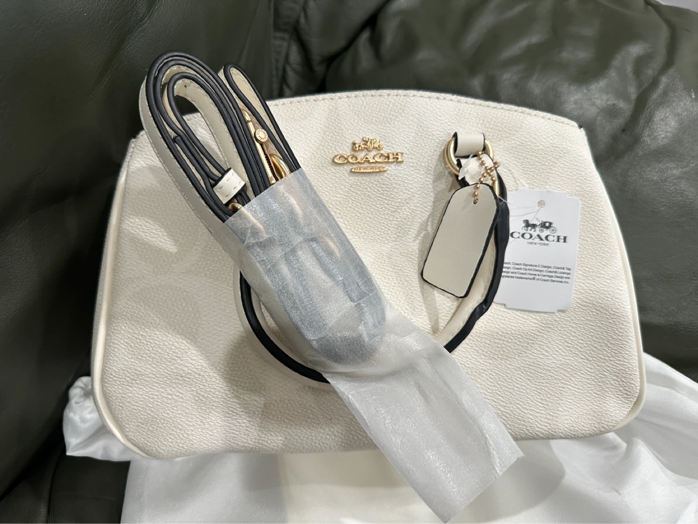 Coach White Leather Tote Bag