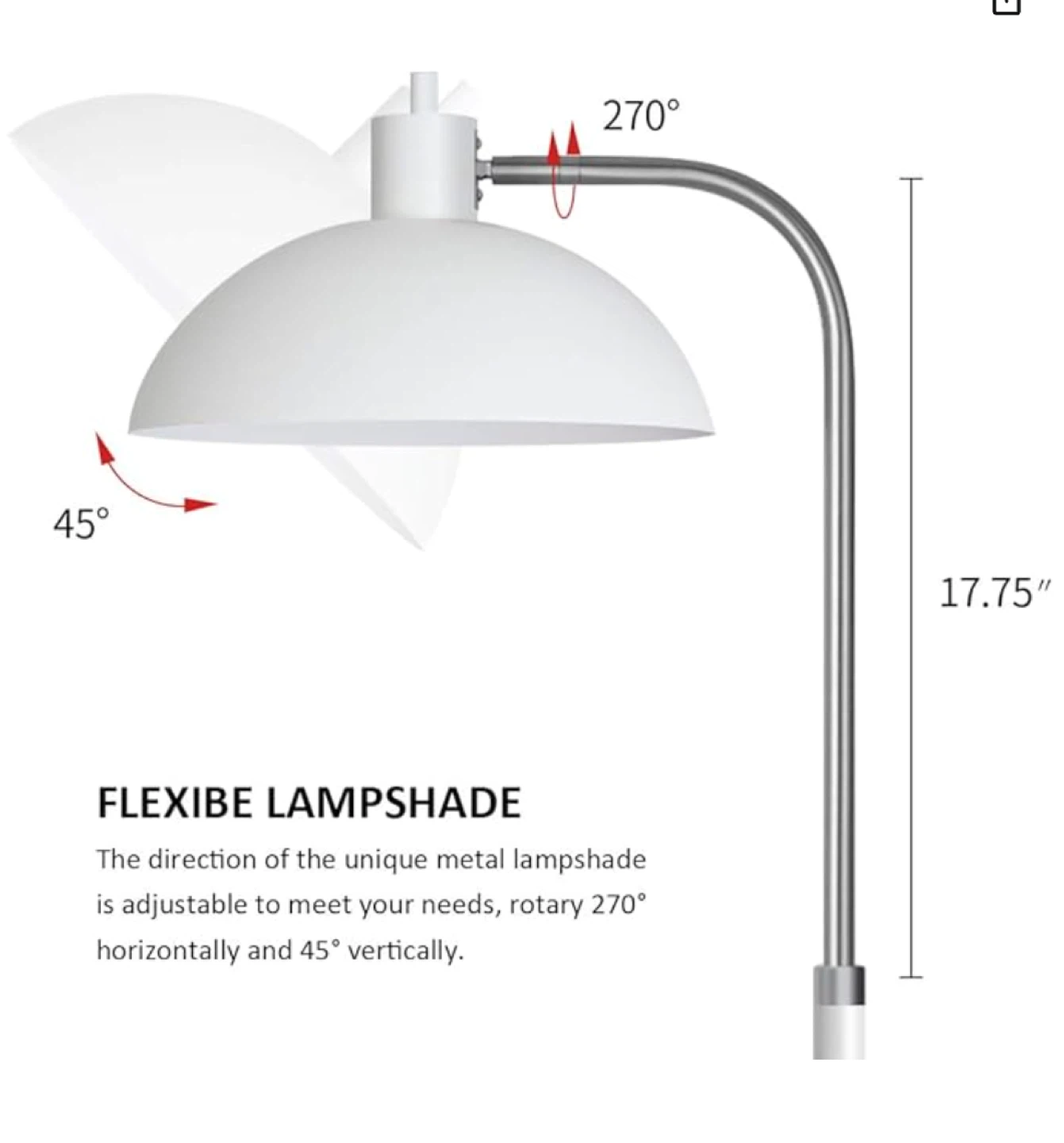 Modern Floor Lamp with Tray Table, 64.75" H, off White - photo 3