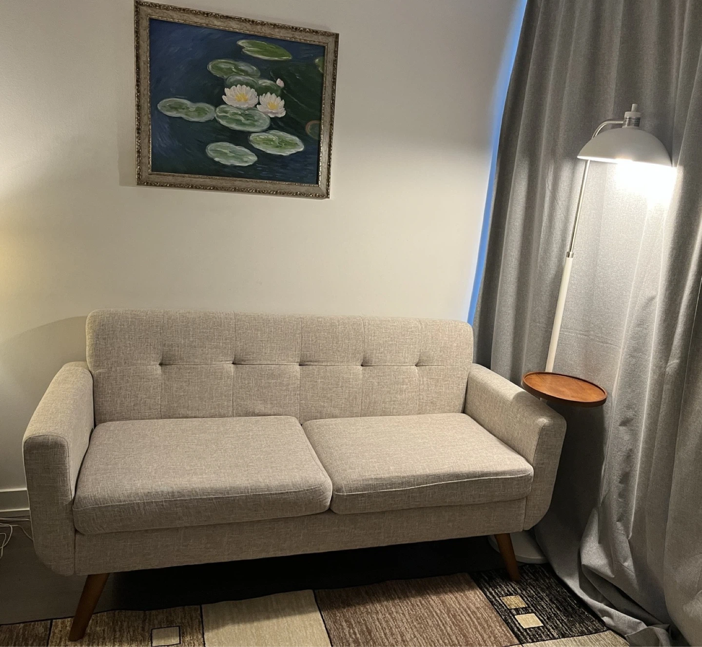 Modern Floor Lamp with Tray Table, 64.75" H, off White - photo 4