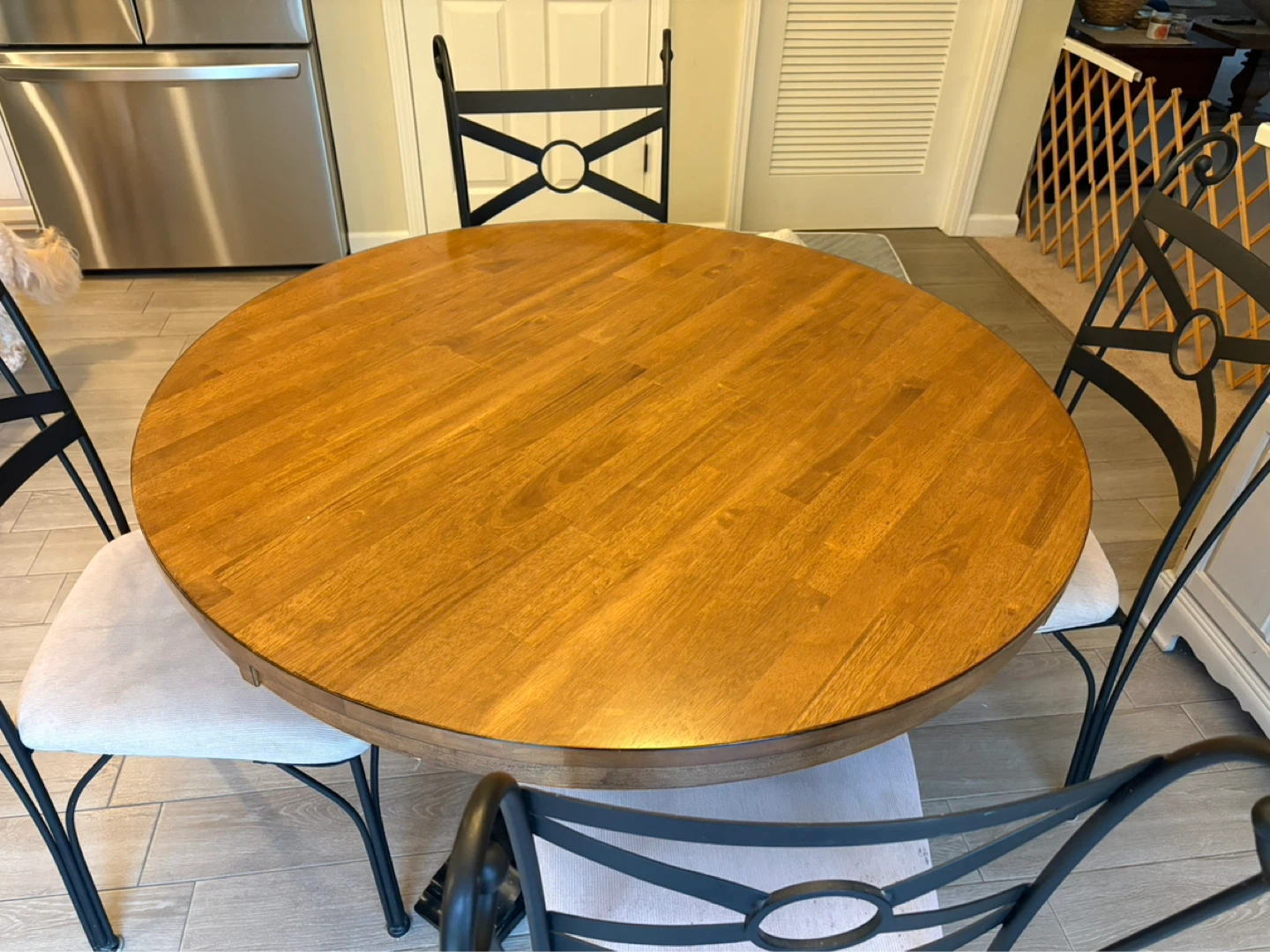 Black Metal Dining Chair with Beige Upholstered Seat - photo 5