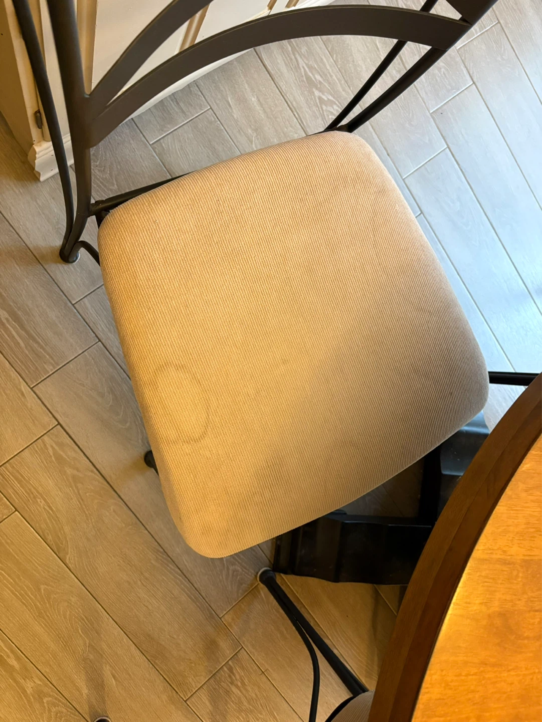 Black Metal Dining Chair with Beige Upholstered Seat - photo 4