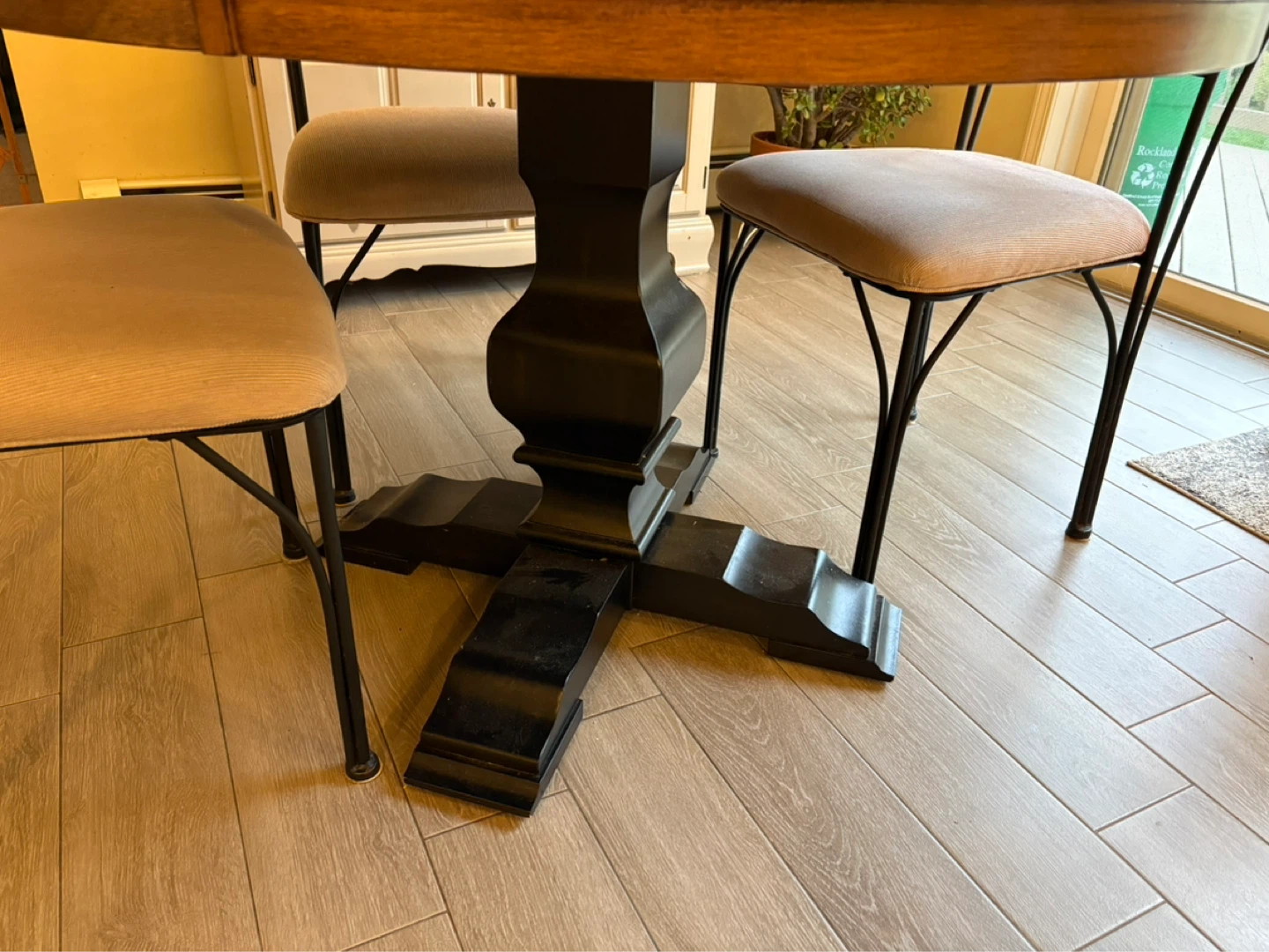 Black Metal Dining Chair with Beige Upholstered Seat - photo 2