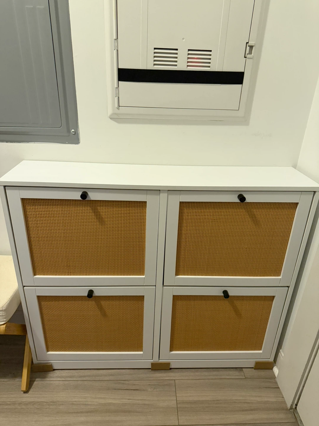 Large Natural Rattan Shoe Storage Cabinet - photo 2
