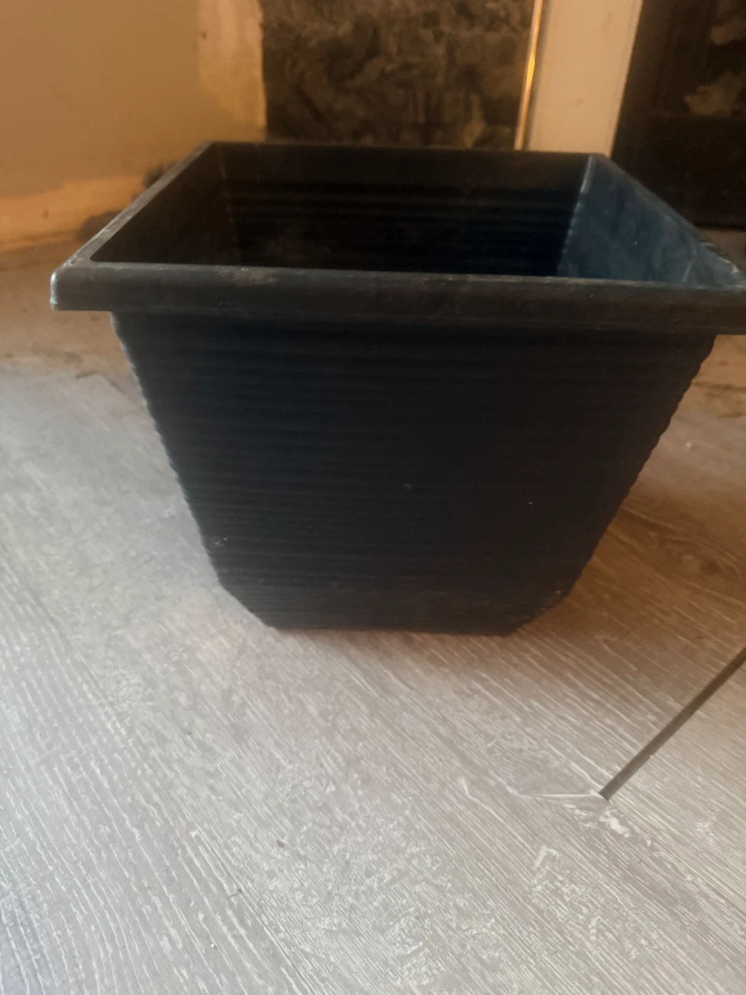 Black Square Plastic Planter Pot