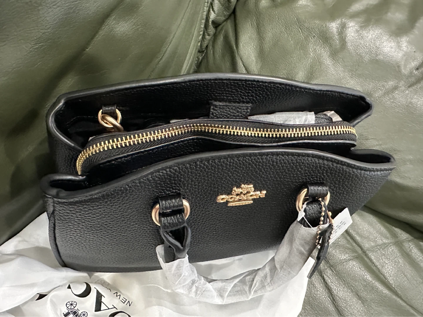 Coach Black Pebble Leather Satchel Handbag - photo 2