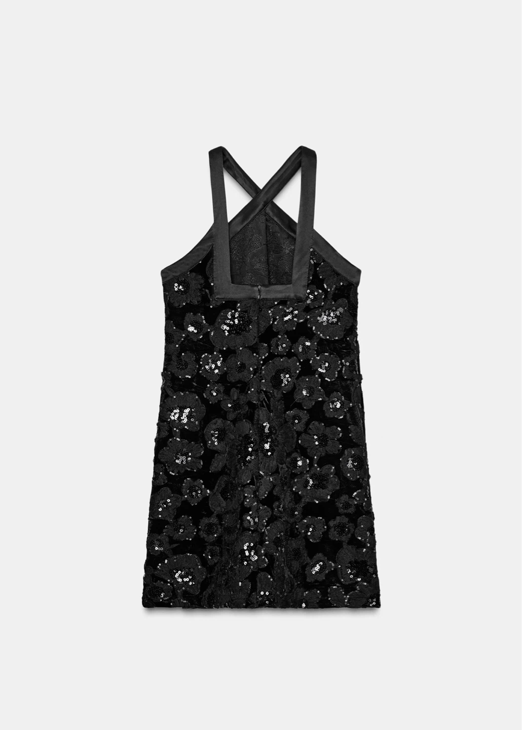 Black Sequined Floral Mini Dress Size S - photo 4