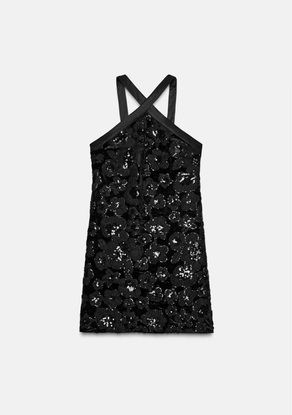 Black Sequined Floral Mini Dress Size S - photo 3