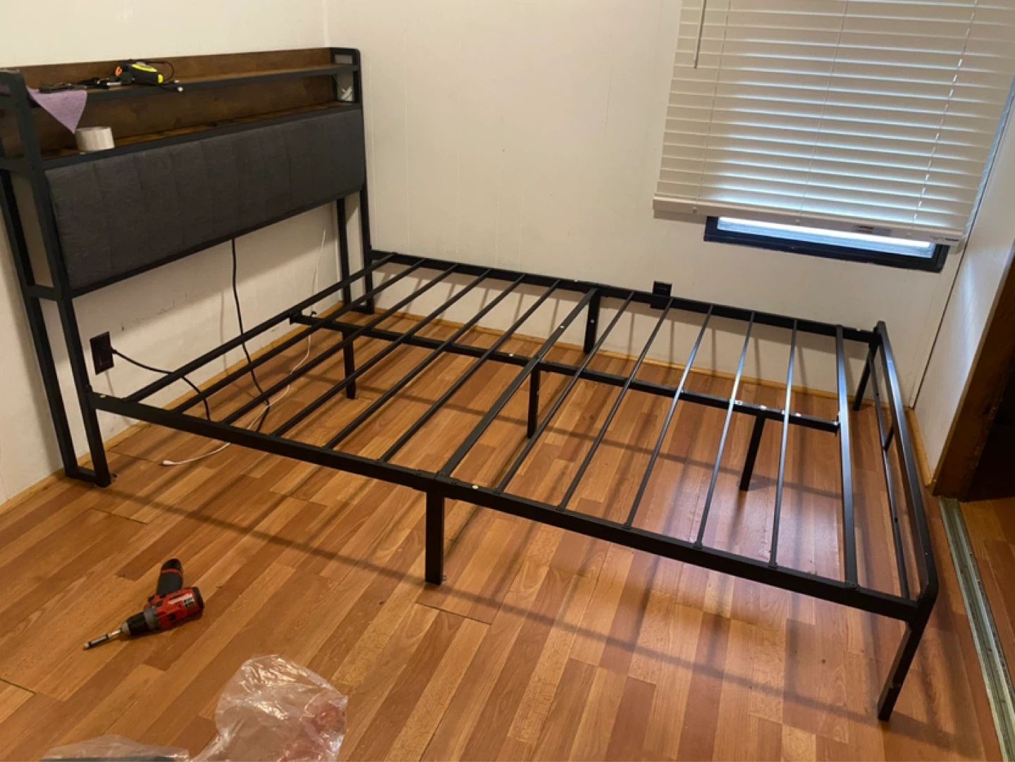 Metal Bed Frame with Upholstered Headboard - photo 2