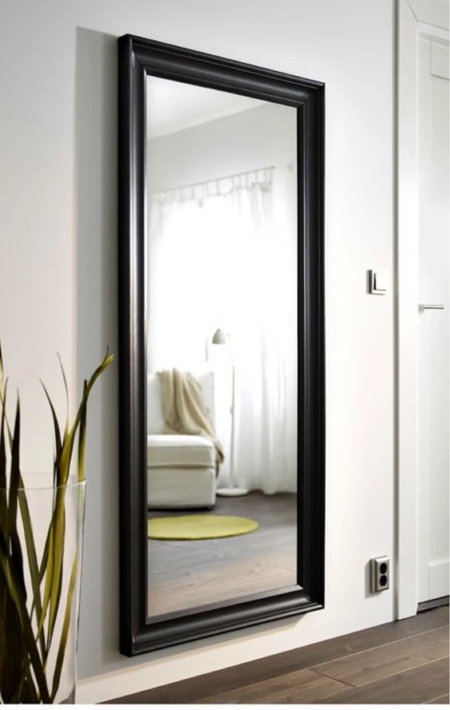 Ikea Tall Rectangular Mirror with Black Frame