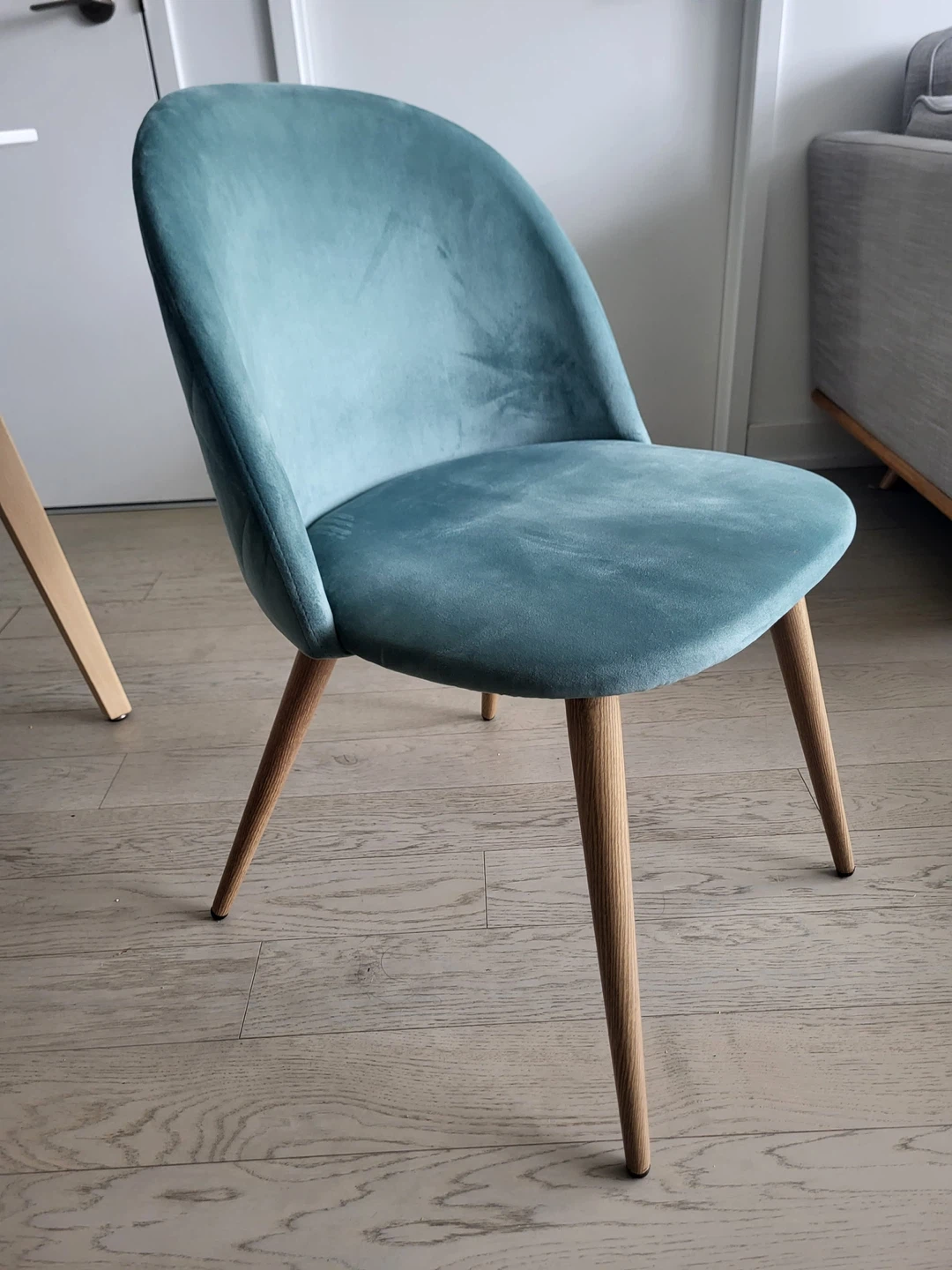 2x Teal Velvet Accent Chair with Wooden Legs