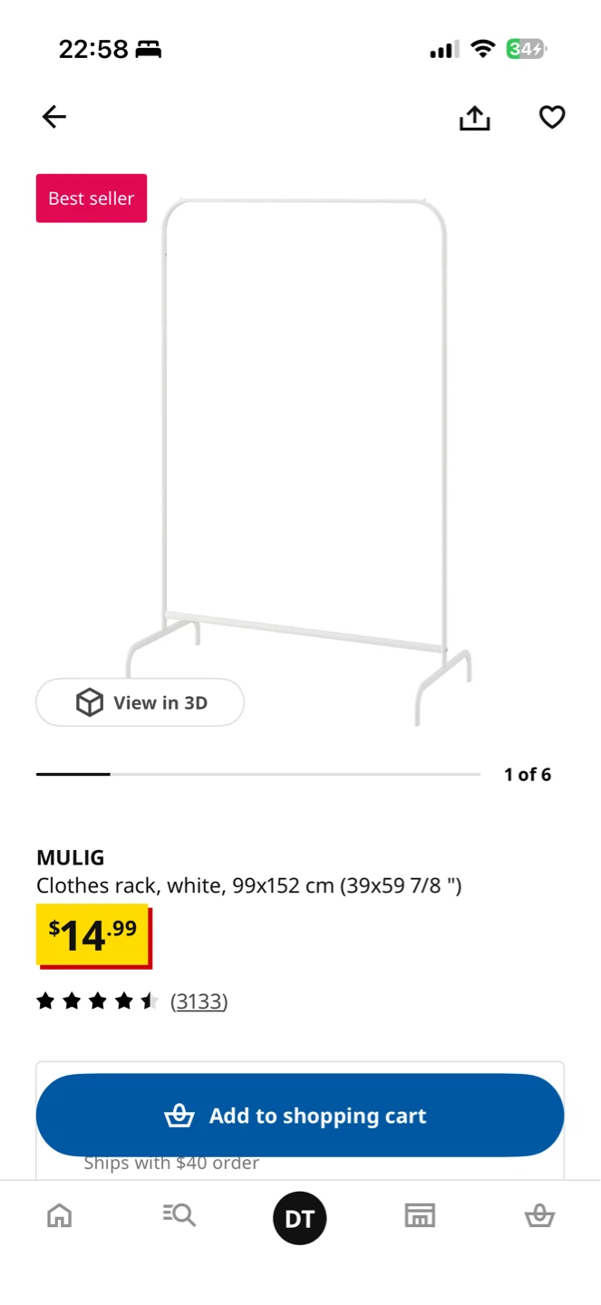 MULIG White Clothes Rack - 99x152 cm