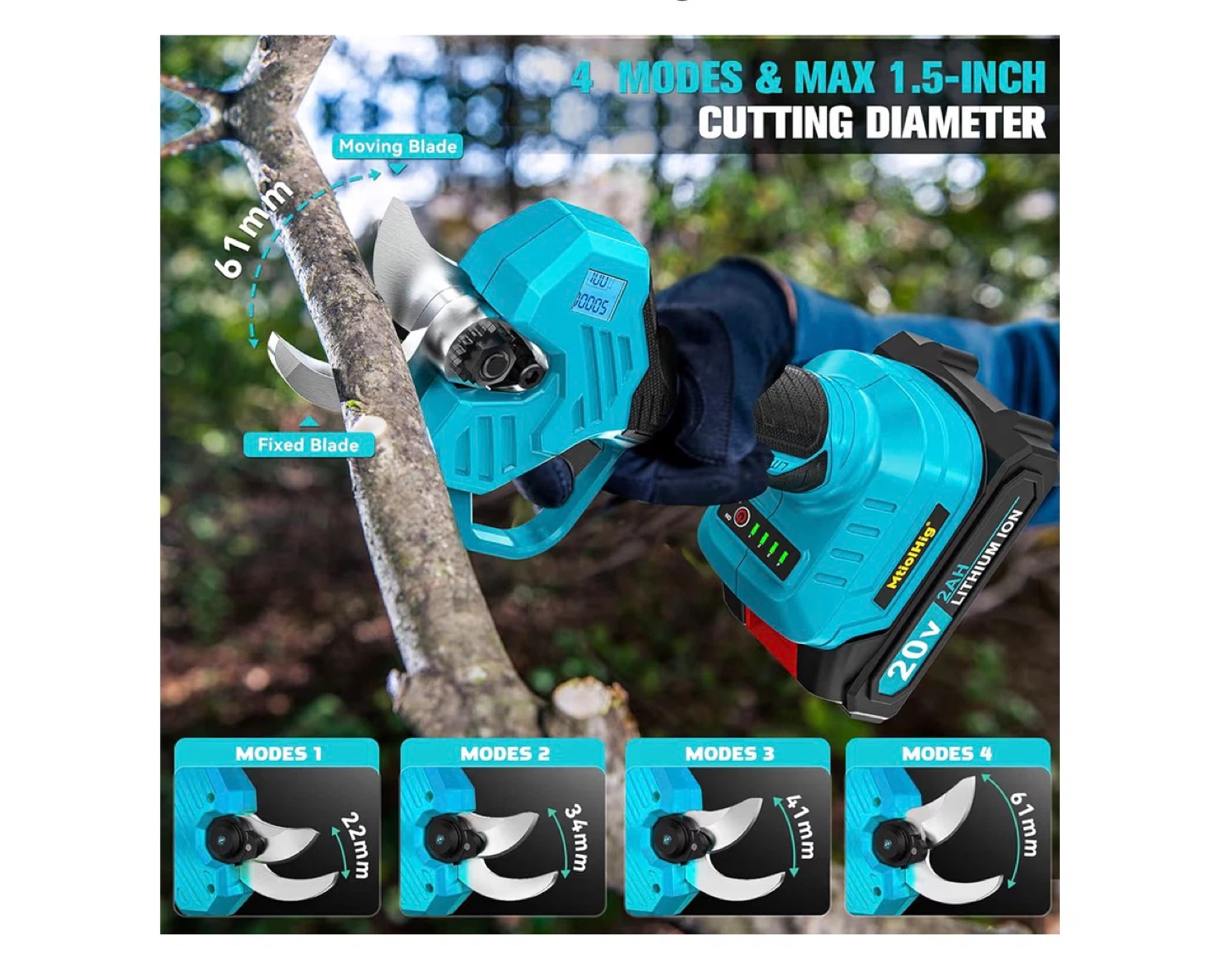 MiolliG Electric Pruning Shears 20V 2Ah Lithium Ion - photo 4