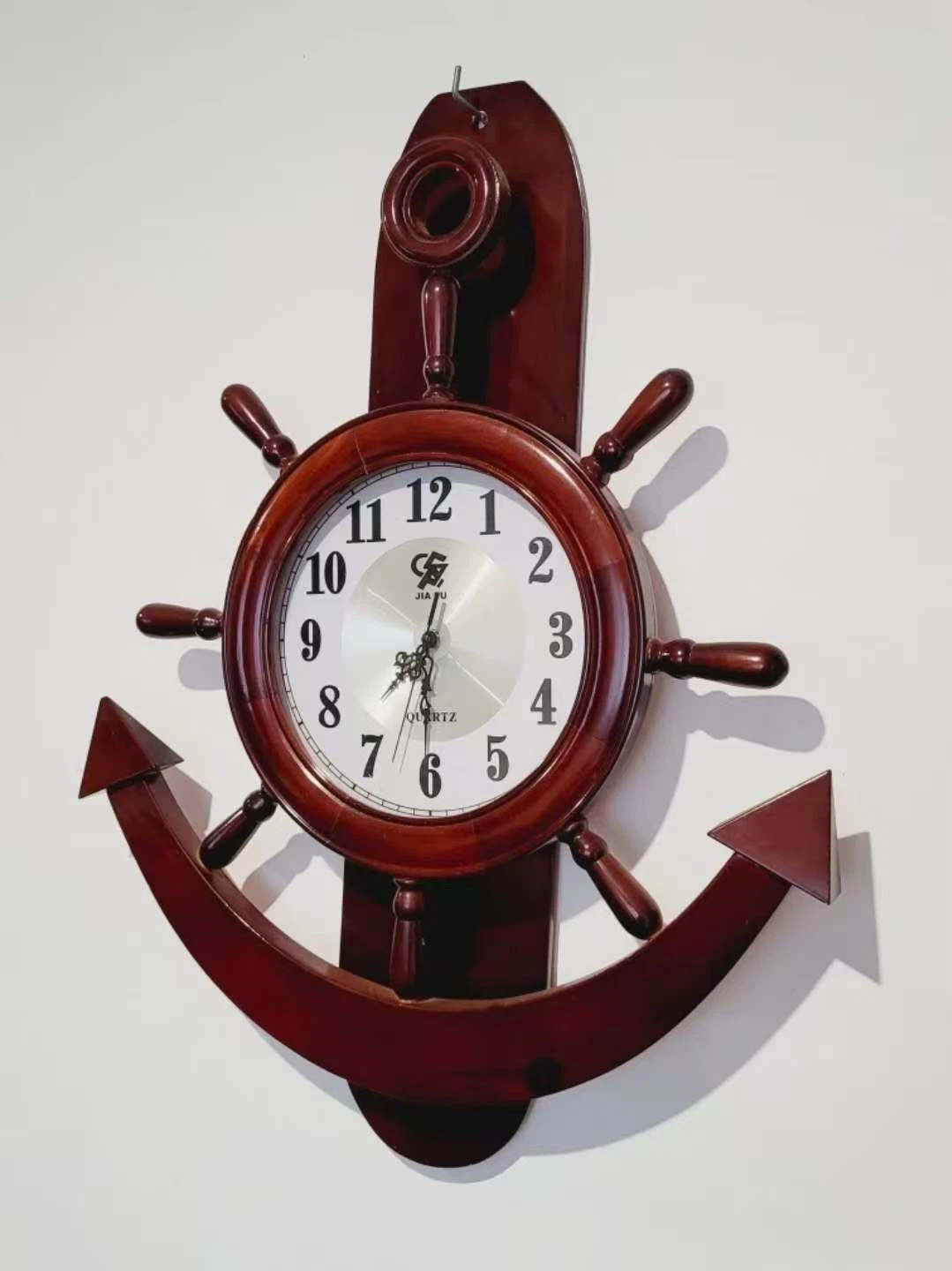 Nautical Ship Wheel and Anchor Wall Clock