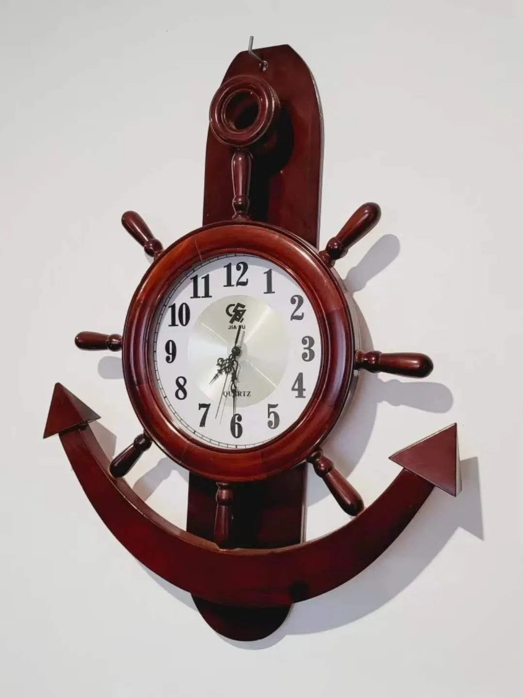 Nautical Ship Wheel and Anchor Wall Clock