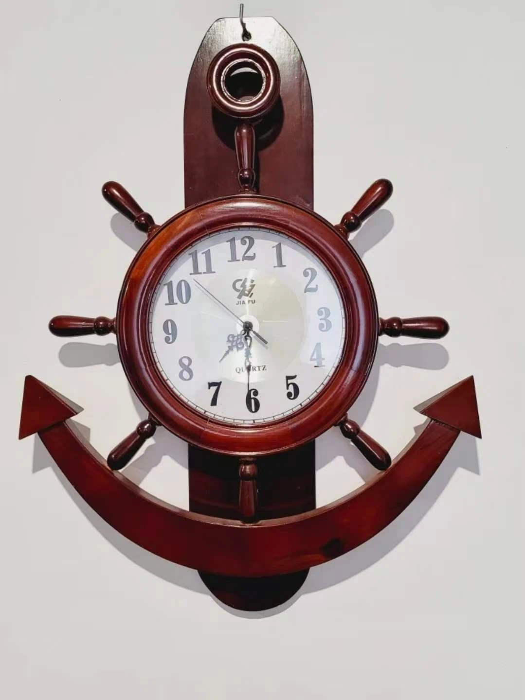 Nautical Ship Wheel and Anchor Wall Clock - photo 4