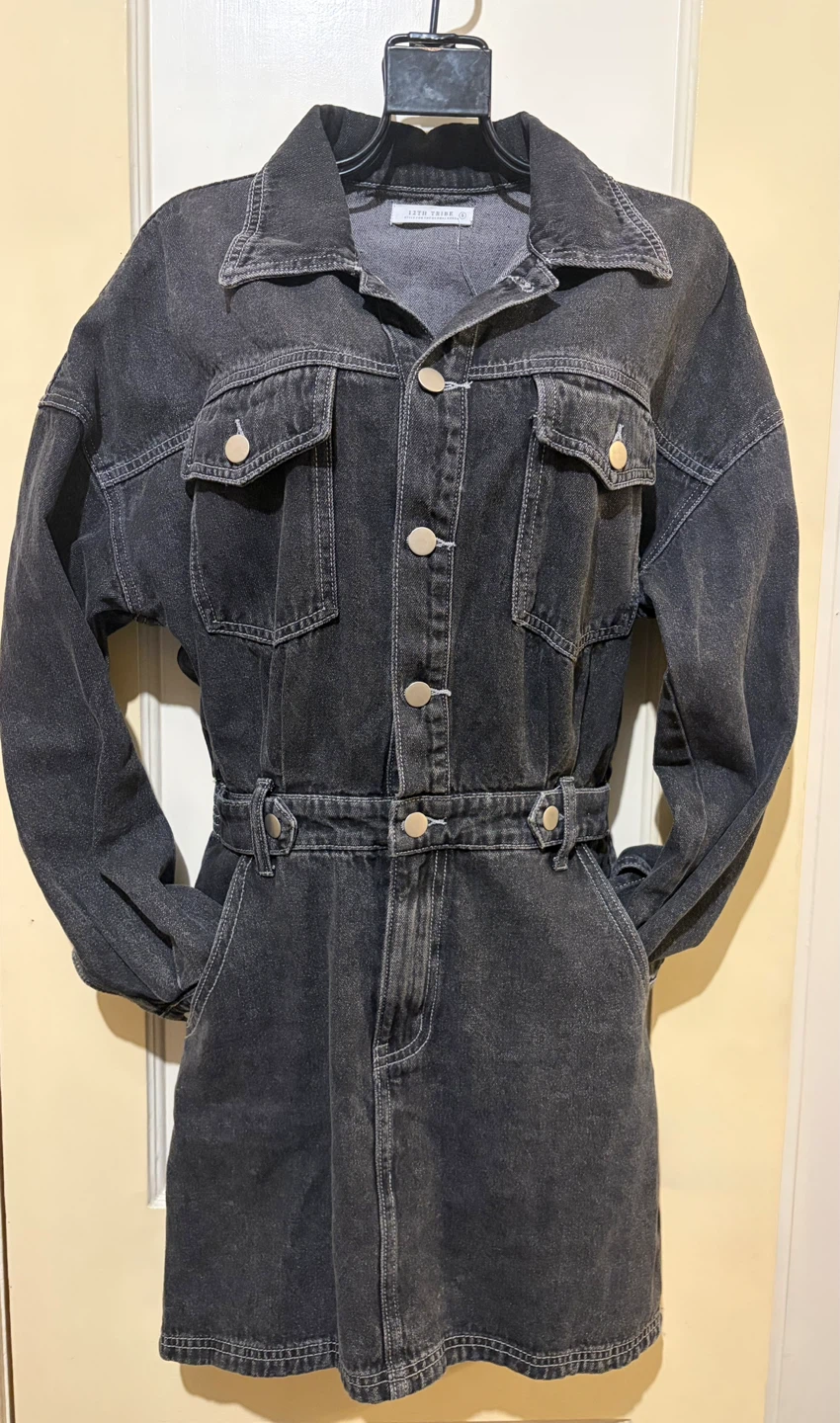 12th Tribe Denim Button-Up skirt jumpsuit Size S - photo 2