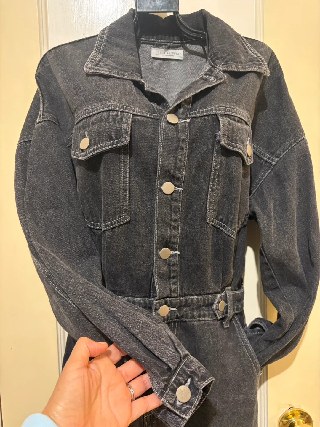 12th Tribe Denim Button-Up skirt jumpsuit Size S - photo 3