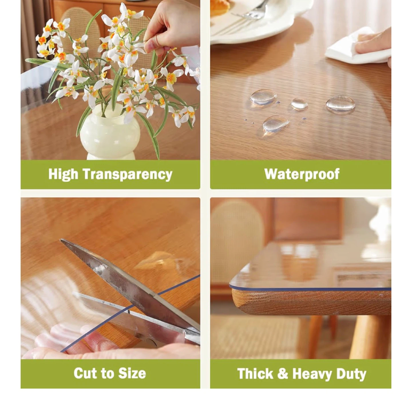Clear Plastic Tablecloth Protector - photo 4